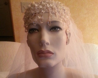 Stunning Cream Vintage Gatsby Inspired Teardrop Bridal Headpiece/Free Basic Veil(More Colors Available)
