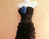 Sample Gown Listing Blue Rose Midnight Mermaid Goddess Black Drop Waist Corset Rosette Bridal Wedding Formal Ball Gown