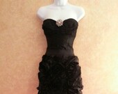 Sample Gown Listing Midnight Rose Jeweled Mermaid Goddess Black Drop Waist Corset Rosette Bridal Wedding Formal Gown