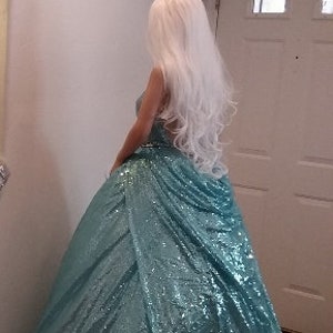 WYNTER Ocean Blue Custom Order Sequin Boho Festival Backless Wedding Ballgown Set More colors available image 6