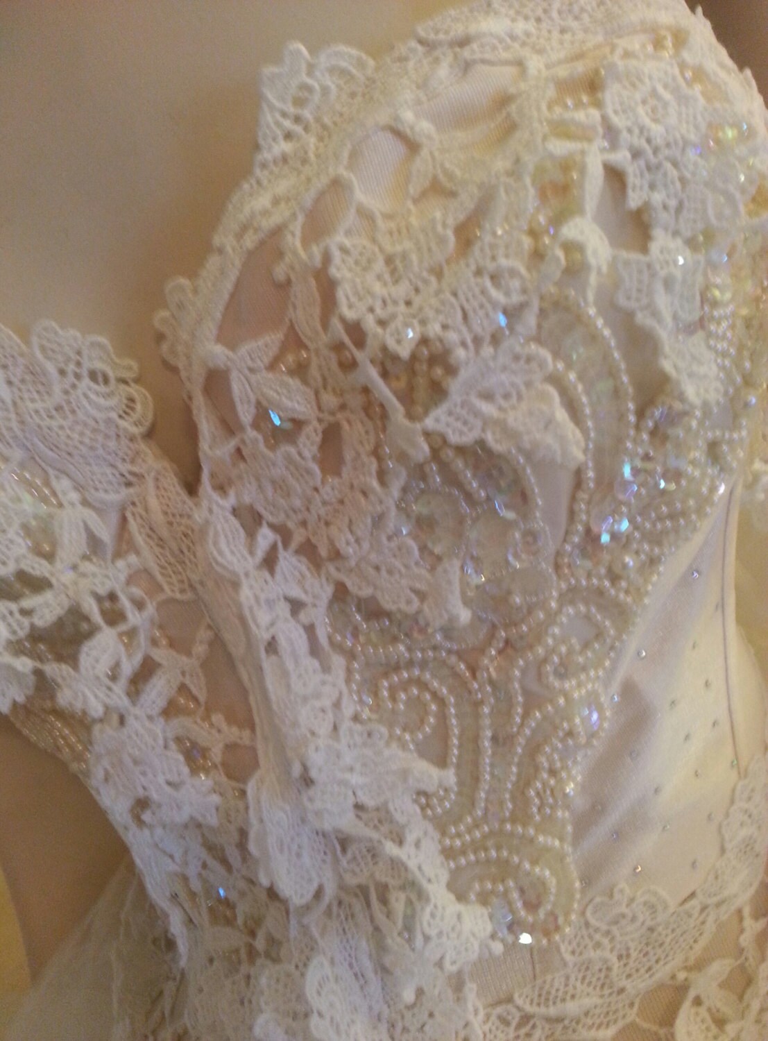 Champagne and Ivory Lace/crystal Embellished Corset Bustier - Etsy