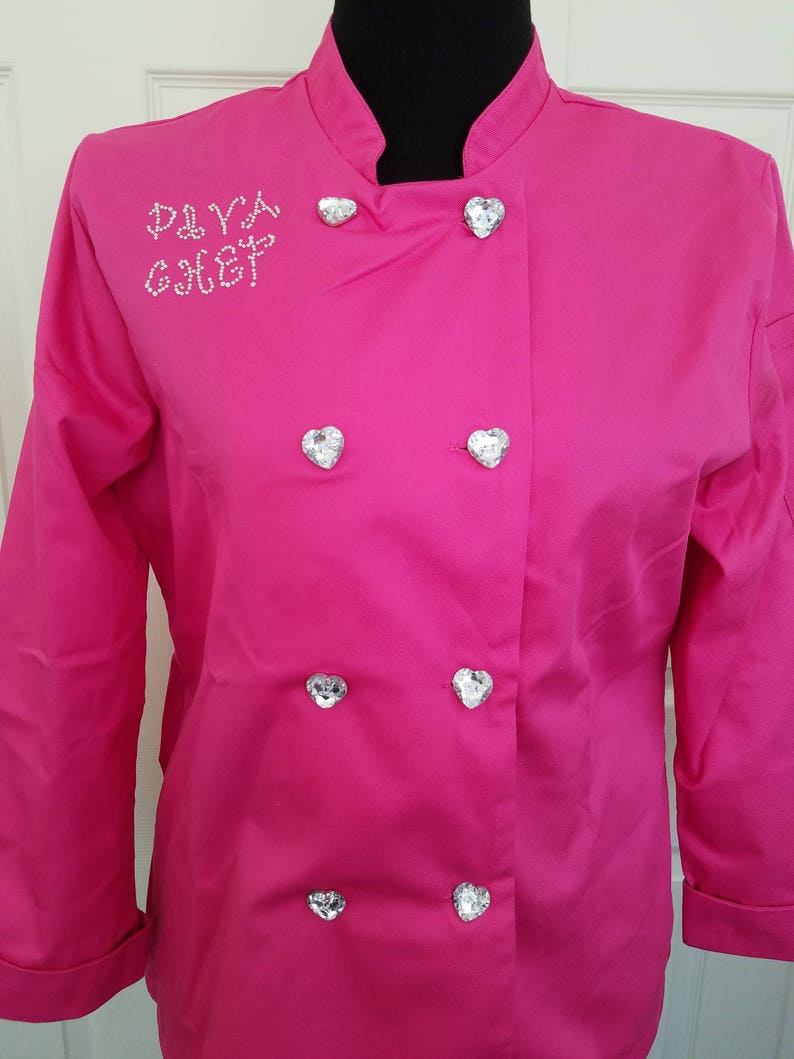 Fuchsia Pink Rhinestone Diva Chef Coat morr Colors and S Etsy