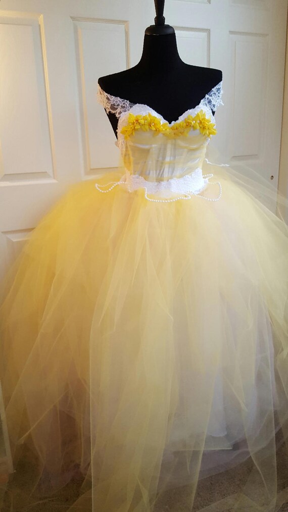 Sample Gown Belle Beauty The Beast Style Yellow White Etsy