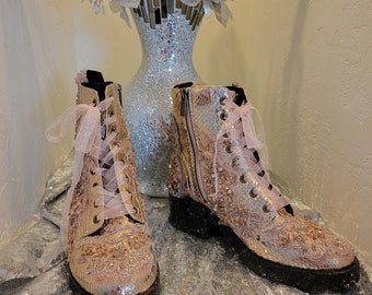 BROOKS Diamante Crystal Moto Biker Bridal Wedding Ankle Booties (Available by custom order in your choice of size & color)