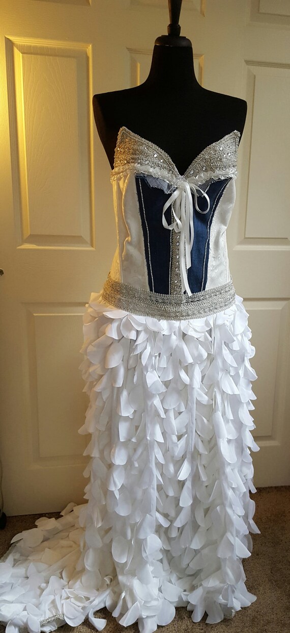 Bejeweled Denim Diamonds Silver White Corset Drop Waist 3d Etsy