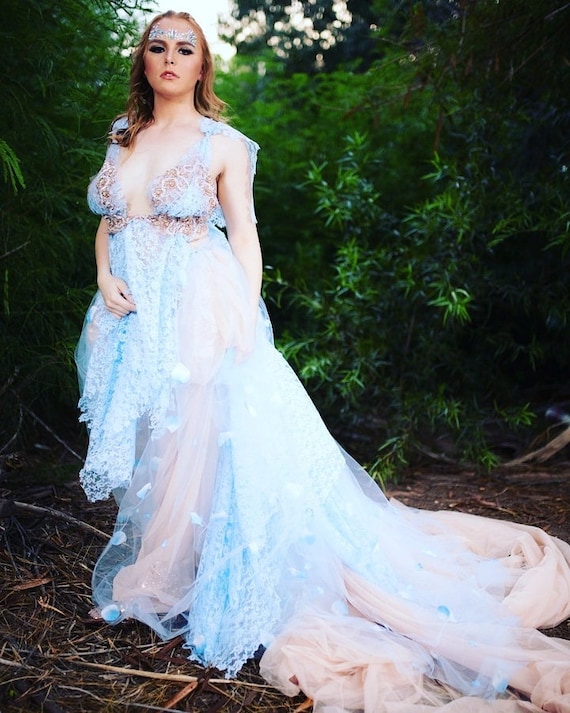 blush and blue dress Pink & Blue (Without belt)
