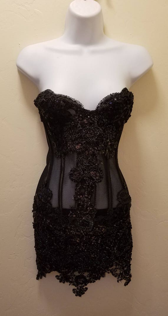 black corset mini dress