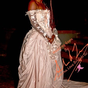 LYDIA Custom Order Blush Peach Tudor Inspired Tulle Corset Bridal Wedding Ballgown Set image 2