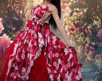 Conjunto de vestido de novia Loreli Garden Romance en rojo y rosa (más colores disponibles)