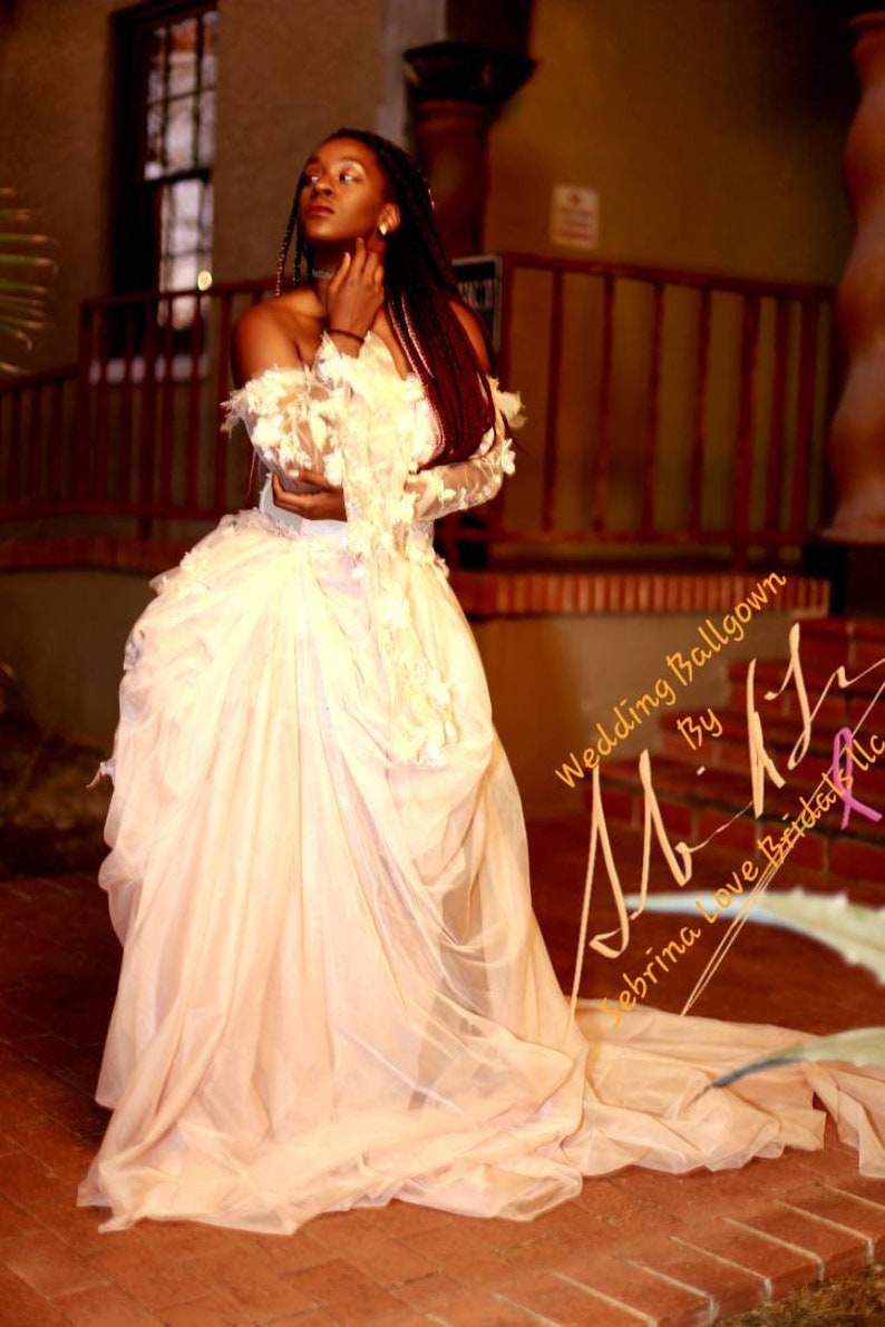 LYDIA Custom Order Blush Peach Tudor Inspired Tulle Corset Bridal Wedding Ballgown Set image 3