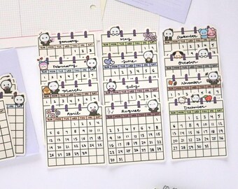 ARMY's Blank Calendar Sticker Pack | OT7 KPOP Writable 12 Calendar Organizer Stickers