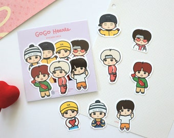 OT7 Go Go Hearts Sticker Pack | Cute KPOP Group Tannies Fanart Valentines Stickers