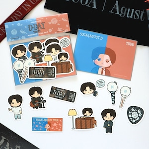 Pacote de adesivos de recordações da turnê D-DAY de Yoongi Suga Agust D | Adesivos Bangtan