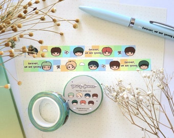 Cinta washi OT7 Young Forever / Arte de fan de un lindo grupo KPOP, cinta adhesiva