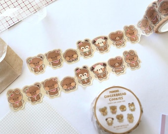 Mini Gingerbread Cookies Holiday Die Cut Washi Tape | Cute K-Pop Characters Fanart Masking Tape