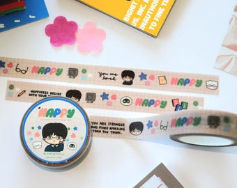 Cinta washi con purpurina feliz / Linda cinta de enmascarar de fanart de Bias Jinnie de KPOP Idol