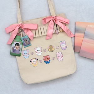 Sac fourre-tout en toile Minini Coquette mignon avec noeuds Bangtan