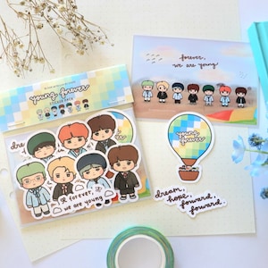 OT7 Young Forever HYYH Sticker Pack | Cute KPOP Group Fanart Stickers
