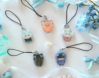 OT5 Baby Coquette Mini Charms | KPOP cute tubas kawaii character phone charm, keychain