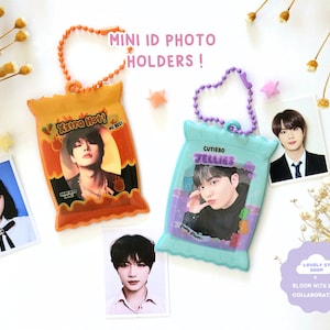 Mini portafotos de identificación con snacks adorables / Llavero portafotos KPOP kawaii / Papas fritas y gelatinas dulces