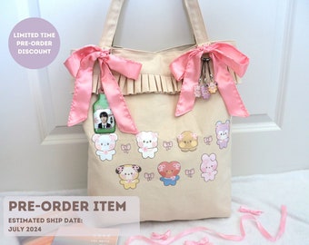 PREORDER | Bangtan Minini Bows Canvas Tote Bag | Est. Ship Date: July 2024 (read description)