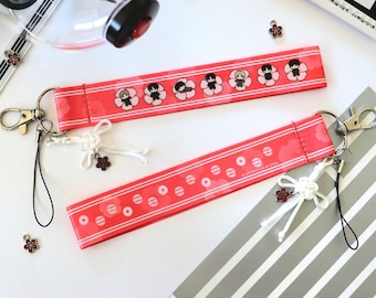 OT7 Mugunghwa Hibiscus Light Stick Wrist Strap | Red Korean Traditional Lucky Knot Charm Floral Lanyard Keychain