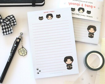 Yoonie and Tang Cat Memo Pad | Cute KPOP MYG Fanart Notepad