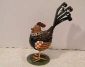 Rooster Trinket or Wedding Ring Box, Vintage Metal and Ceramic Hinged Chicken collectible, country wedding ring box, county girl proposal