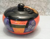 Japanese Laquer Rice Blow with lid ceremonial cord, Vintage 1 cup volume dish colorful designs, gift for her, replacement dish