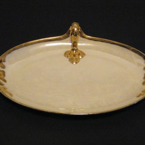 WG Limoges France Opalescent Luster with Gilded Gold Handle Dish, Vintage 1926 Willam Guérin and Co Hand Painted collectible porcelain,