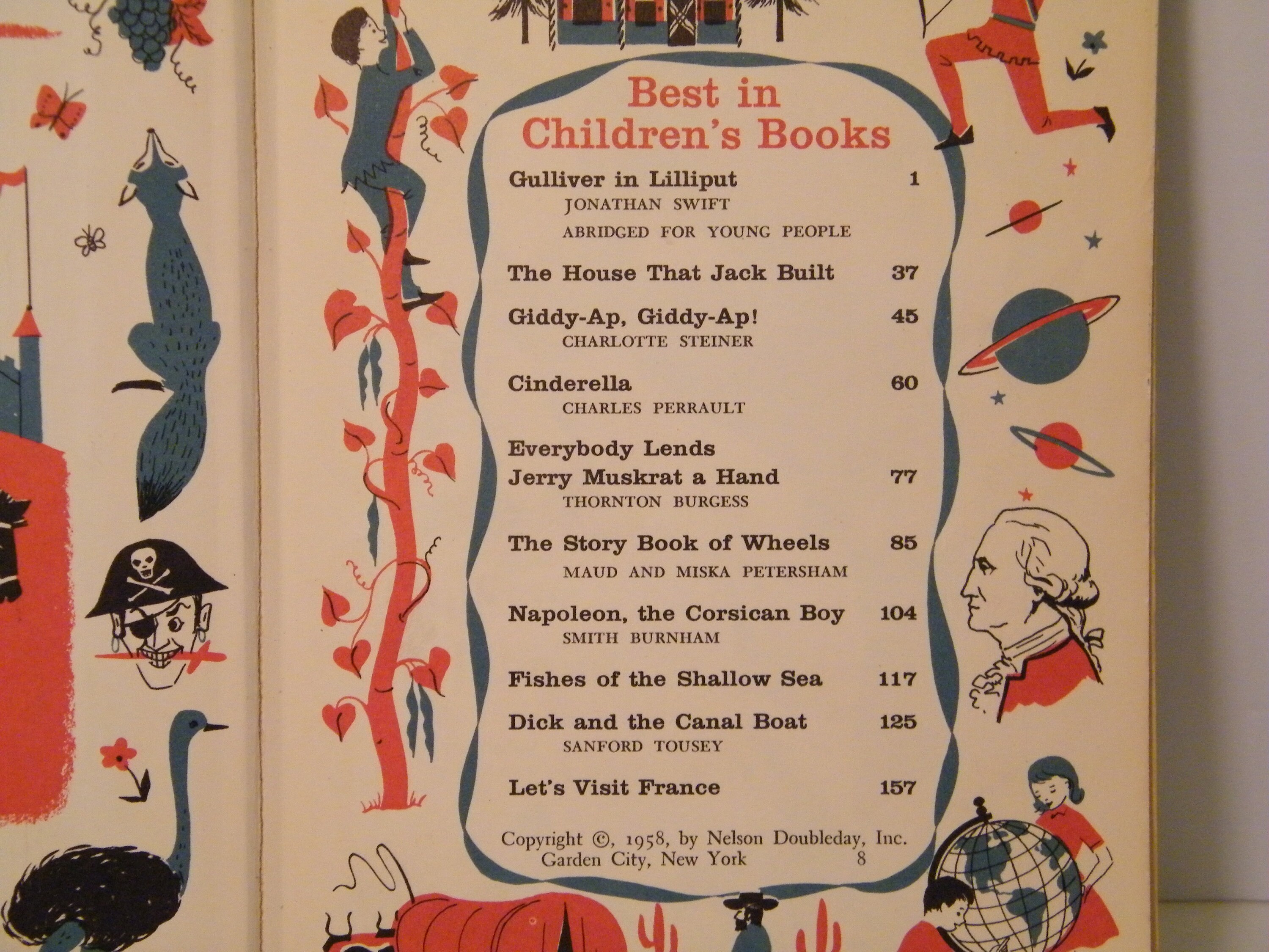 1958 Best in Childrens Book, Vintage Hardcover Story Book With 10