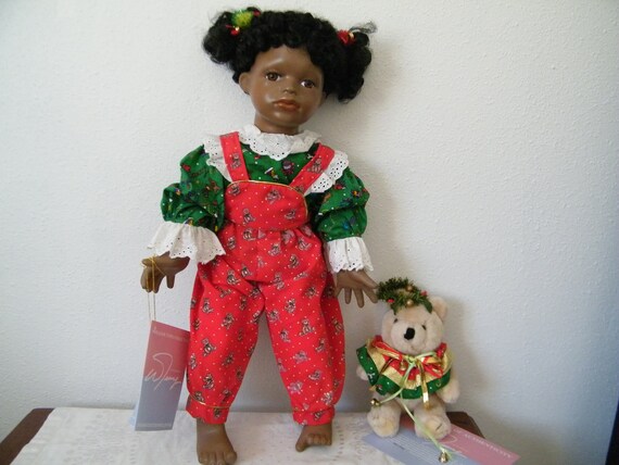Vintage Porcelain African American Doll Named Jeanette by Vintage Porcelain African American Doll Named Jeanette by