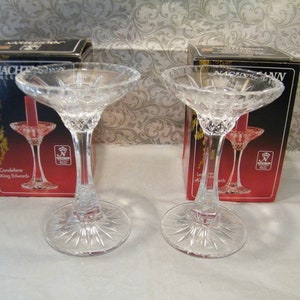 2 Bleikristal Candliere Candle Stick Holders by Nachtmann, Vintage Made in Germany Crystal lighting decor, King Edward Pattern,