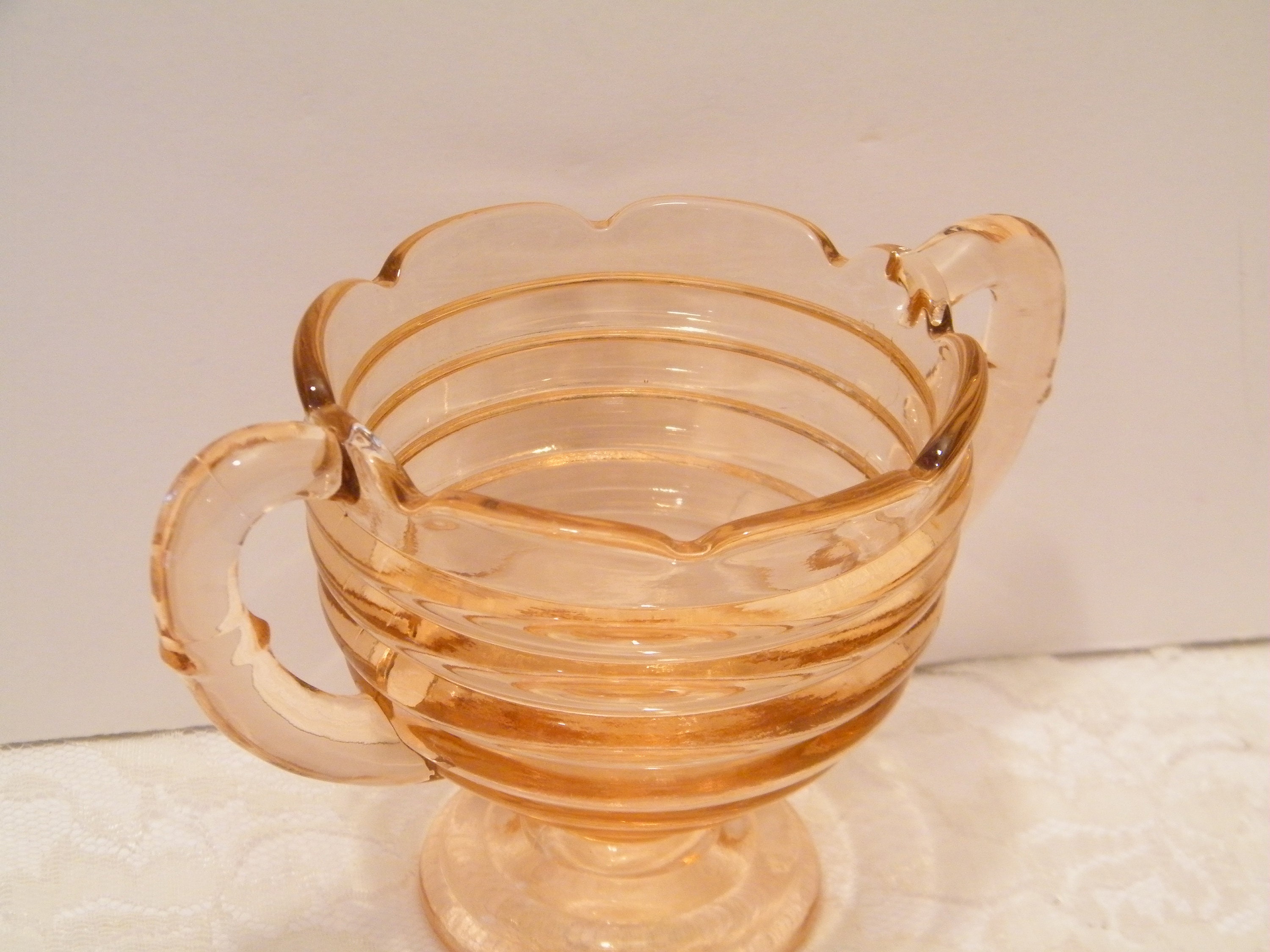 RARE Pink Depression Glass FOOTED Creamer and Open Sugar Bowl, Vintage ...