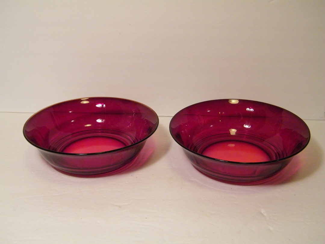 2 Ruby Red Glass Soup or Cereal Bowls for Your Holiday Dinner Etsy