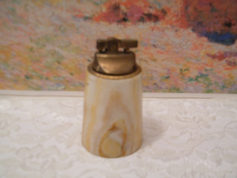 Italian Marble and Brass Table Cigarette Lighter UNTESTED Etsy