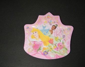 Disney Princess Plate from ZAK in Crown Shape design Plastic, Vintage Gently used childs plate, perfect for your little princess