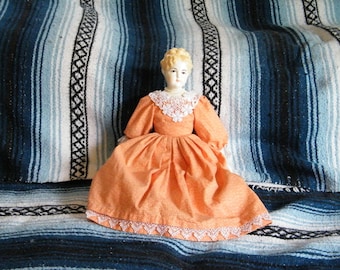 Hertwig China Head Blonde Doll Dorothy, Antique Late 1900 to 1907
