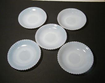 5 Cremax Petalware Saucers by MacBeth Evans, Vintage 1930s Depression glass dishes, orphaned saucers to add to your collection,