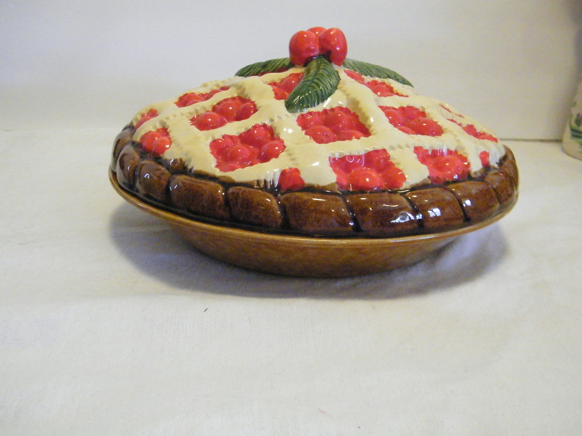 Cherry Pie Keeper Plate with Lid Made in Portugal Vintage Etsy