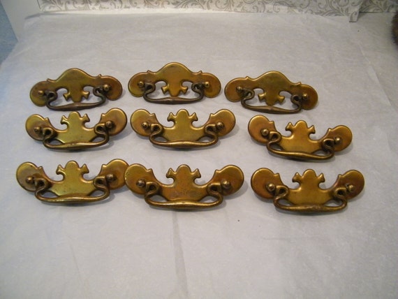 9 Vintage Brass Drawer Pulls Great Look For Antique Dresser Etsy