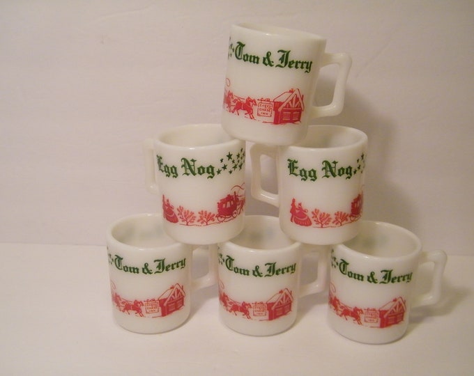 6 Tom and Jerry Egg Nog Cups Chevy Chase Inn , Vintage 6 Ounce White