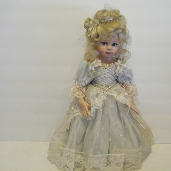 Ashton Drake Cinderella Doll by artist Brigette Deval, Vintage porcelain doll in original dress with stand, no shoes or COA, as shown