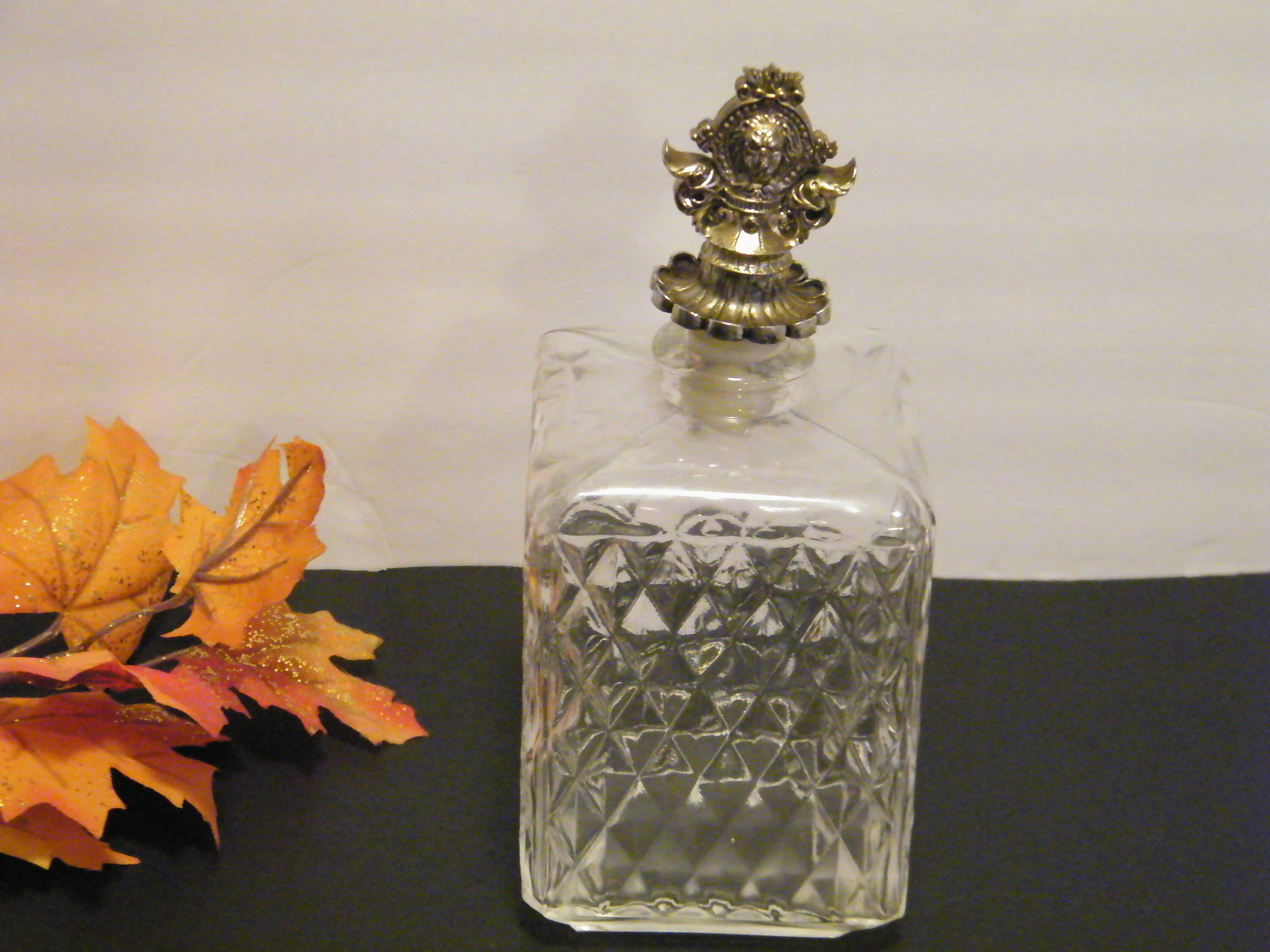 Lion Head Glass Liquor Decanter with metal Figural Stopper Etsy