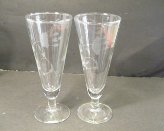 2 verres à pilsner Princess House au motif héritage classique, articles de bar vintage légèrement utilisés de 8 onces, ensemble pour une occasion spéciale