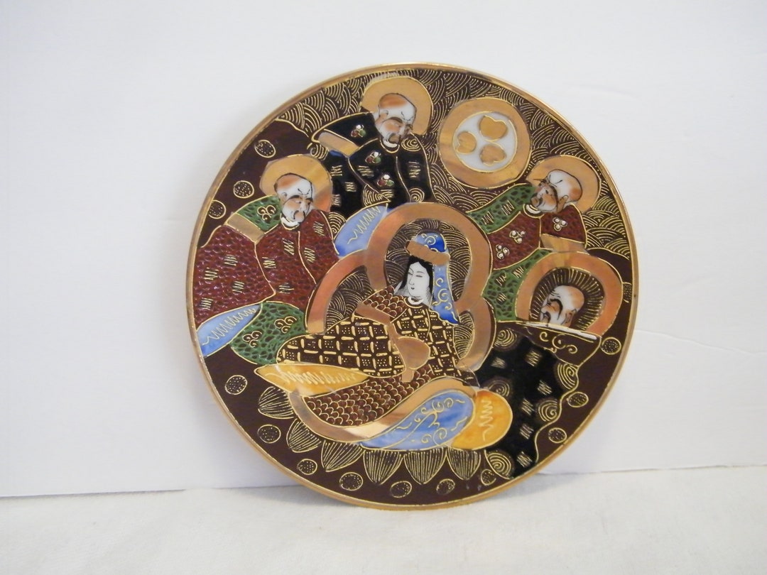 Hand Painted Satsuma Immortals Plate Made in Japan Vintage Etsy