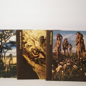 3 Time Life Emergence of Man Books, Vintage 1970s Series Cro magnon Man, The Missing Link, and the First Men, Storage stains, Home School