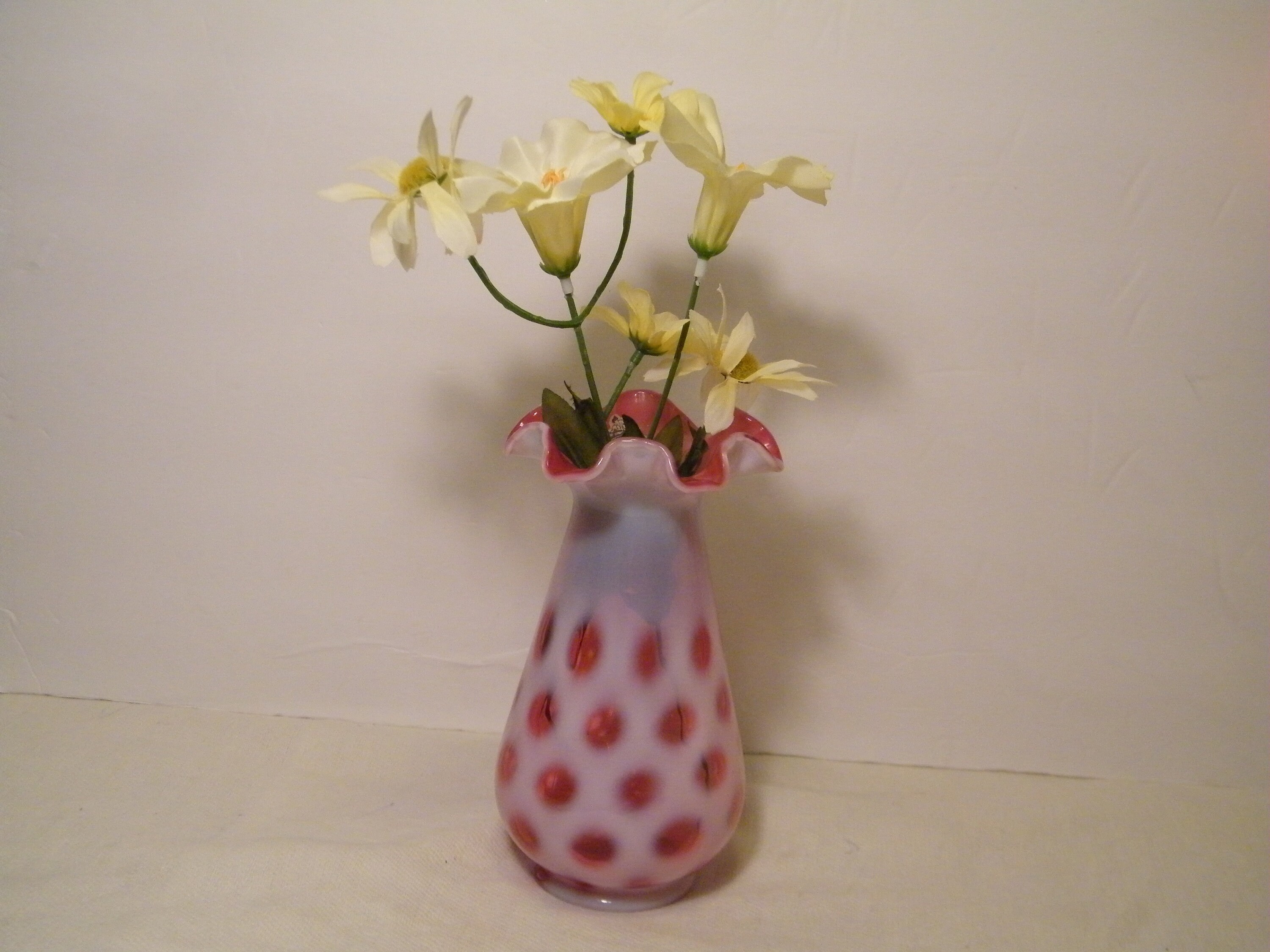 FENTON ドット 花瓶　40's〜50's クランベリーオーバーレイ FENTON ドット 花瓶 40's〜50's クランベリーオーバーレイ FENTON