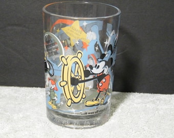 Disney 100 Years of Magic It all started with a mouse, Vintage Mickey Mouse Collectible Glass, holds 14 ounces
