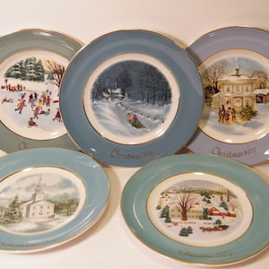 CHOICE of Avon Christmas Collector Style Salad Plates by Enoch Wedgewood Turnstall, England, 9 inch diameter